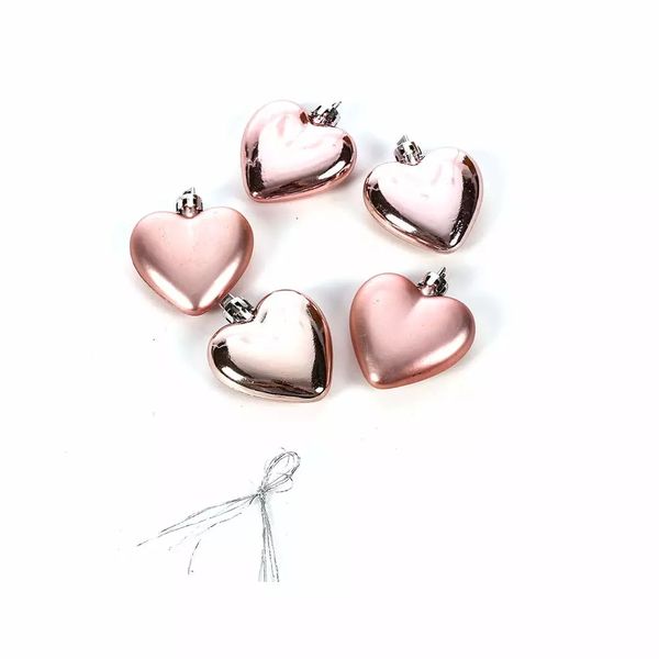 Enfeite para Árvore de Natal Coração com 5 Unidades 6cm - Item Sortido Enfeite para Árvore de Natal Coração com 5 Unidades 6cm - Item Sortido