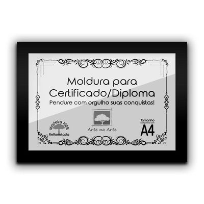 1 Certificado/Diploma A4 Com Tela De Acetato E Mdf Titulo Moldura Preta