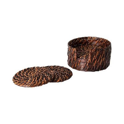 Porta-Copos Mundiart Rattan com 6 Peças 12x6,5x10cm