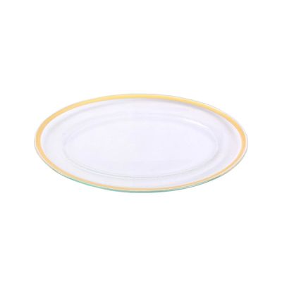 Travessa Decorglass em Vidro Golden Line Oval Média 29,5x20x2cm