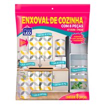 Kit Enxoval de Cozinha Plast Leo em Oxford Estampado com 8 Peças