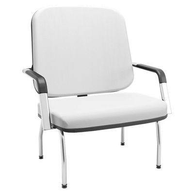 Kit 02 Cadeiras De Escritório Recepção Com Braço Fixa Cromada Magno P03 Vinil Branco - Lyam Decor