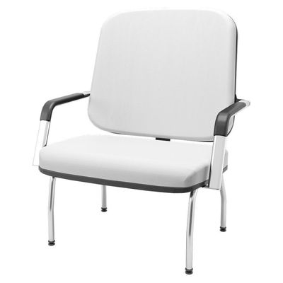 Kit 02 Cadeiras De Escritório Recepção Com Braço Fixa Cromada Magno P03 Vinil Branco - Lyam Decor