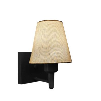 Arandela Quadrada Md-2034 Preto Cúpula Em Tecido Cone Linho Bege - Bivolt