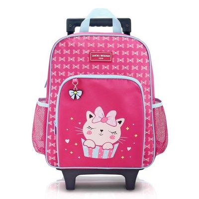 Kit Mochila Com Rodinhas Lancheira Pote P/ Lanche E Porta Acessórios Multiuso Pimpolho Pink