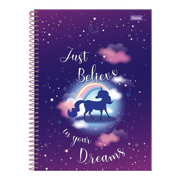 Caderno Universitário Foroni Unicórnio 10 Matérias 160 Folhas - Item Sortido