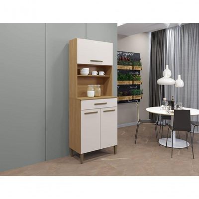 Kit Cozinha Itália 03 Portas E 01 Gaveta Arte Móveis Cinamomo/off White