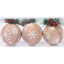 Kit Bola de Natal Rústica 3 Unidades 8cm