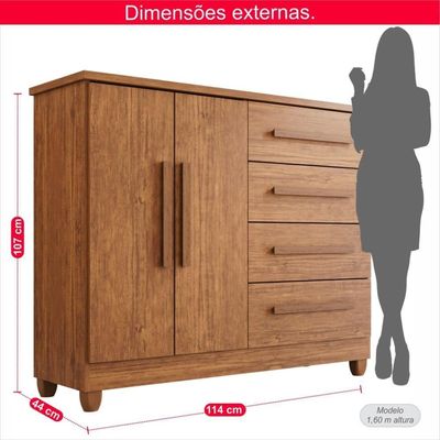 Cômoda 2 Portas 4 Gavetas Madri Plus Com Sapateira