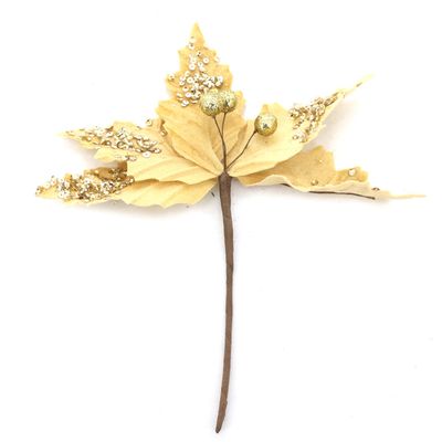Enfeite de Natal Flor Bico Le com Glitter Dourado 24cm