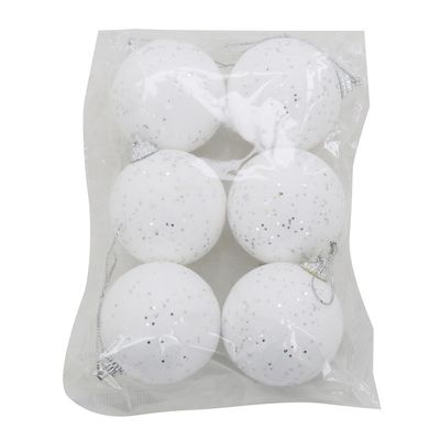Kit Bola de Natal Le Glitter Branca 6 Unidades 5cm