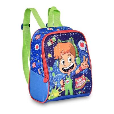 Kit Mochila De Rodinhas Estojo E Lancheira Gato Galactico