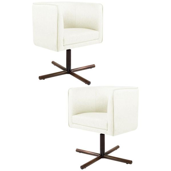 Kit 2 Poltronas Decorativas Base Xis Madeira Betina C-26 Corano Bege - Domi