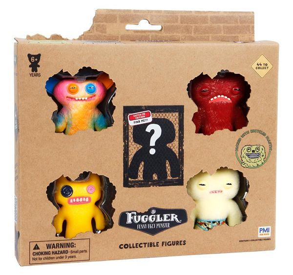 Kit com 5 Mini Bonecos Fuggler 6cm Bege, AmaR, Tie-Dye, Verm