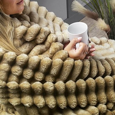 Cobertor Coberta Fluflu Queen Ultrasoft Alto Relevo Dupla Face - Gold