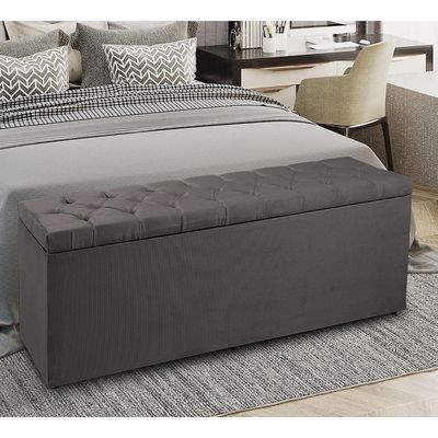 Recamier Baú 1,40m Madrid Suede Cinza Dal Poz Estofados