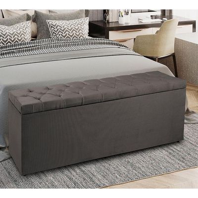 Recamier Baú 1,40m Madrid Suede Cinza Dal Poz Estofados