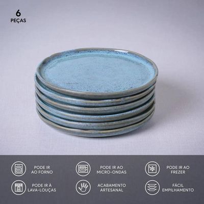 Conjunto de Pratos para Pão Bio Breeze 6 Peças Porto Brasil Azul