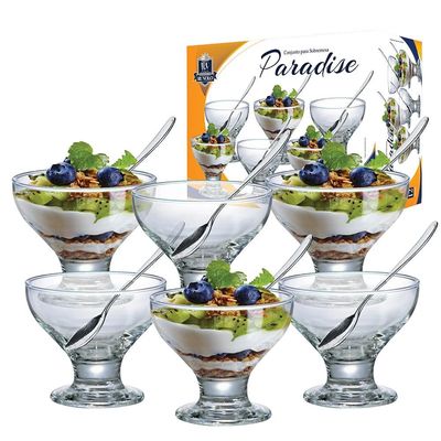 Conjunto de Taças de Sobremesa New Paradise em Vidro 12 Peças Ruvolo Transparente