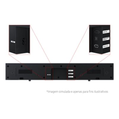 Soundbar Samsung HW-B400F, com 2.0 canais, Bluetooth, Subwoofer integrado e HDMI ARC