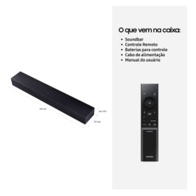 Soundbar Samsung HW-B400F, com 2.0 canais, Bluetooth, Subwoofer integrado e HDMI ARC