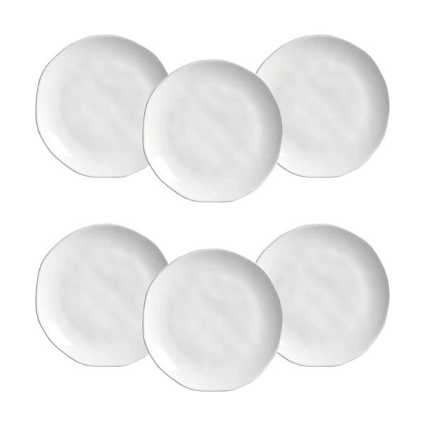 Conjunto de Pratos de Sobremesa Orgânico New White 19,5cm 6 Peças Porto Brasil Branco