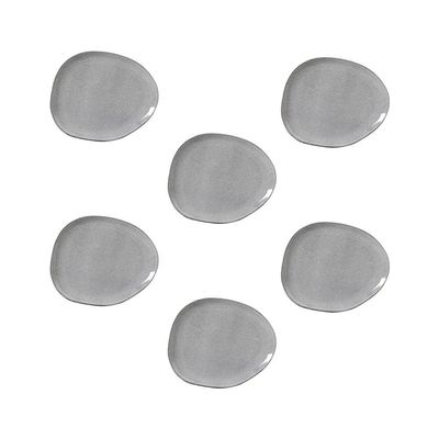 Conjunto de Pratos Oval Orgânico Dust 31cm 6 Peças Porto Brasil Preto