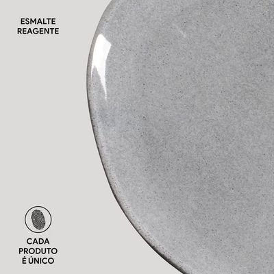 Conjunto de Pratos Oval Orgânico Dust 31cm 6 Peças Porto Brasil Preto