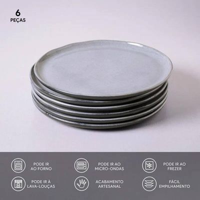 Conjunto de Pratos Rasos Bio Dust 27,5cm 6 Peças Porto Brasil Preto