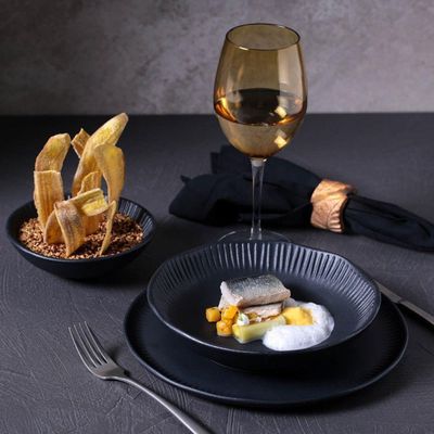 Aparelho De Jantar 30 Peças Linhas Preto Matte Porto Brasil