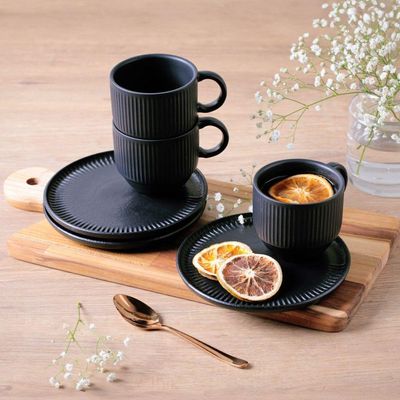 Aparelho De Jantar 30 Peças Linhas Preto Matte Porto Brasil