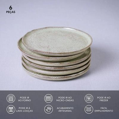 Conjunto de Pratos para Pão Bio Pistache 6 Peças Porto Brasil Verde