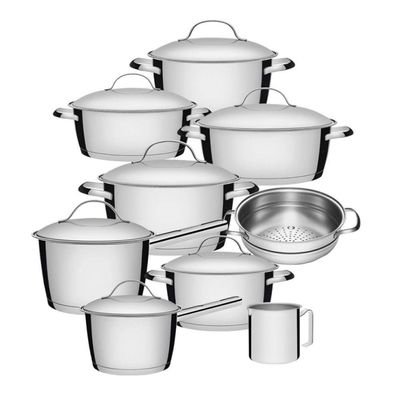 Jogo Panelas 9 Peças Allegra + Cozi-vapore E Fervedor Inox