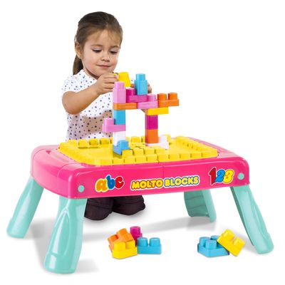 Mesinha Criativa Cardoso Baby Land com 20 Blocos Rosa