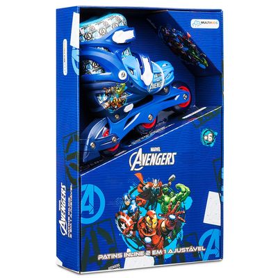 Patins Inline Multikids 2 em 1 Vingadores Tamanho 31 a 34