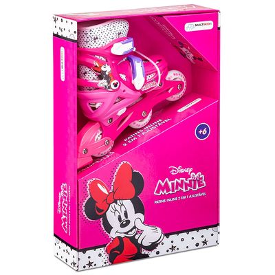 Patins Inline Multikids 2 em 1 Minnie Tamanho 31 a 34