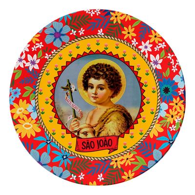 Sousplat Junino em Melamina Flor Arte Santos 33cm