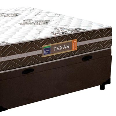 Cama Box Baú Casal Suede + Colchão Molas Ensacadas Texas Prime Colchões 138x188x63cm Cor:marrom
