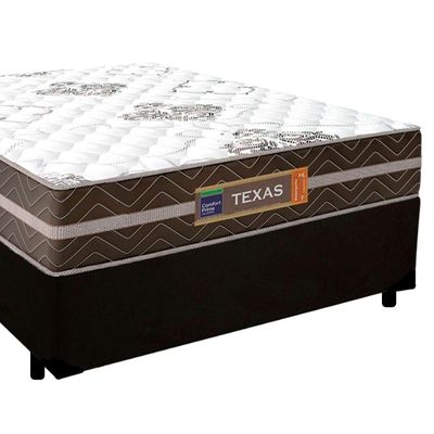 Cama Box Casal Suede + Colchão Molas Ensacadas Texas Prime Colchões 138x188x60cm Preto