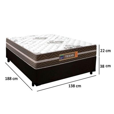 Cama Box Casal Suede + Colchão Molas Ensacadas Texas Prime Colchões 138x188x60cm Preto