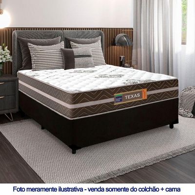 Cama Box Casal Suede + Colchão Molas Ensacadas Texas Prime Colchões 138x188x60cm Preto