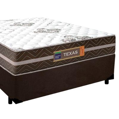 Cama Box Casal Suede + Colchão Molas Ensacadas Texas Prime Colchões 138x188x64cm Marrom
