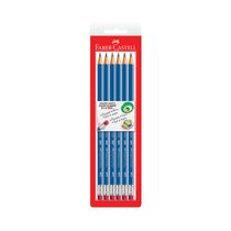 Lápis Grafite Faber-Castell Sextavado HB Nº2, 6 Unidades com Borracha