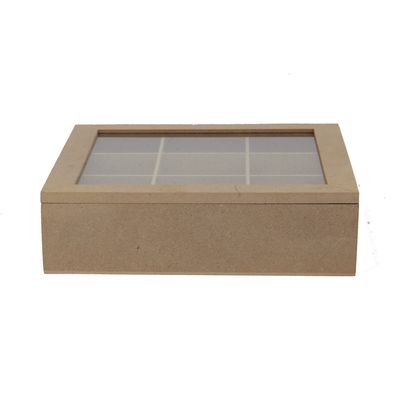 Caixa Mdf Le com 9 Divisórias com Tampa Acrílica 22x22x6cm