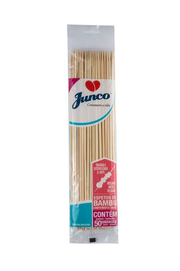 Espeto de Churrasco Junco Bambu 30cm com 50 Unidades