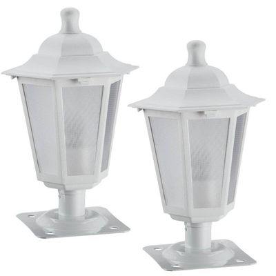 Kit 2 Postes Balizadores de Jardim Branco Colonial Alumínio 18x31cm Lente Fosca Grega Dital