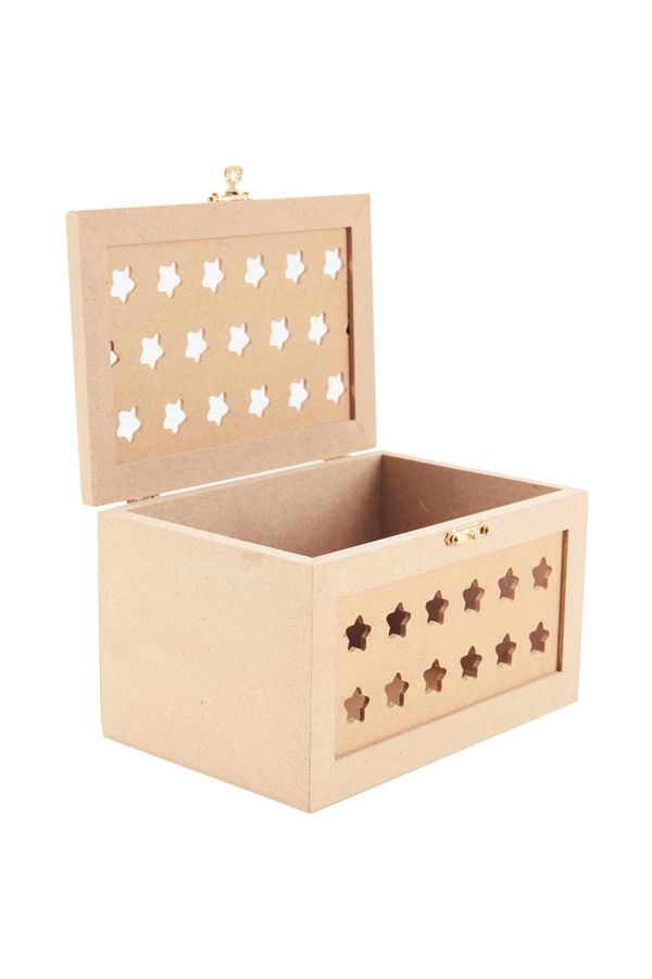 Caixa Baú Mdf Recorte Estrela 18x12x10cm