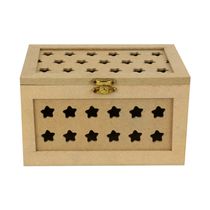 Caixa Baú Mdf Recorte Estrela 18x12x10cm