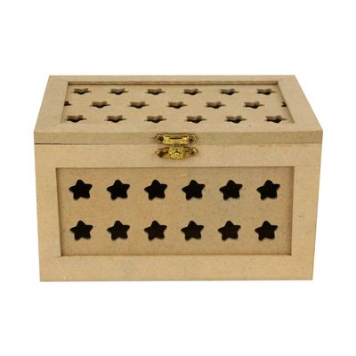 Caixa Baú Mdf Recorte Estrela 18x12x10cm