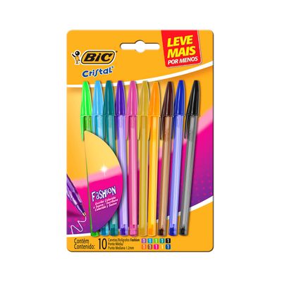 Caneta Esferográfica Bic Cristal Fashion 1.2mm Colors com 10 Unidades